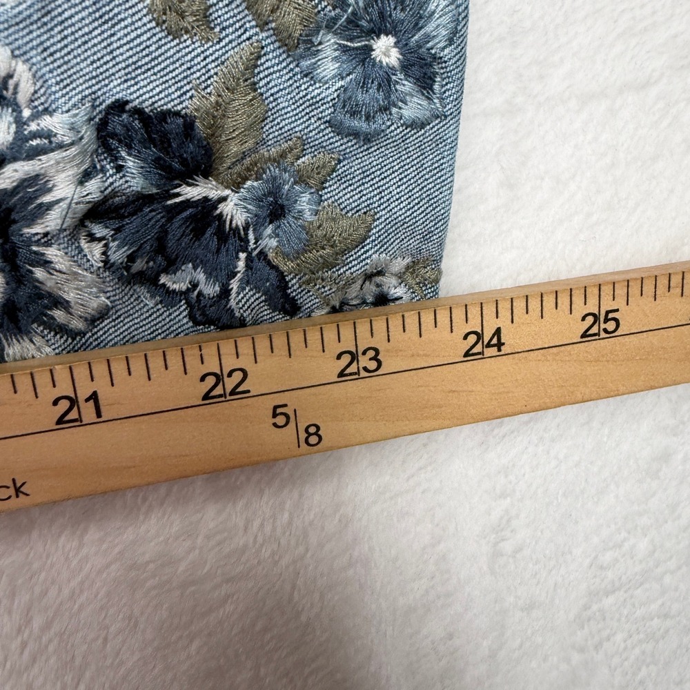 Driftwood 29 Jeans Charlee Embroidered Floral Cuff Cropped Wide Jeans Festival - Picture 15 of 16